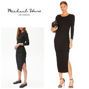 New. Michael Stars black ruched dress. 2X. Retails $129
